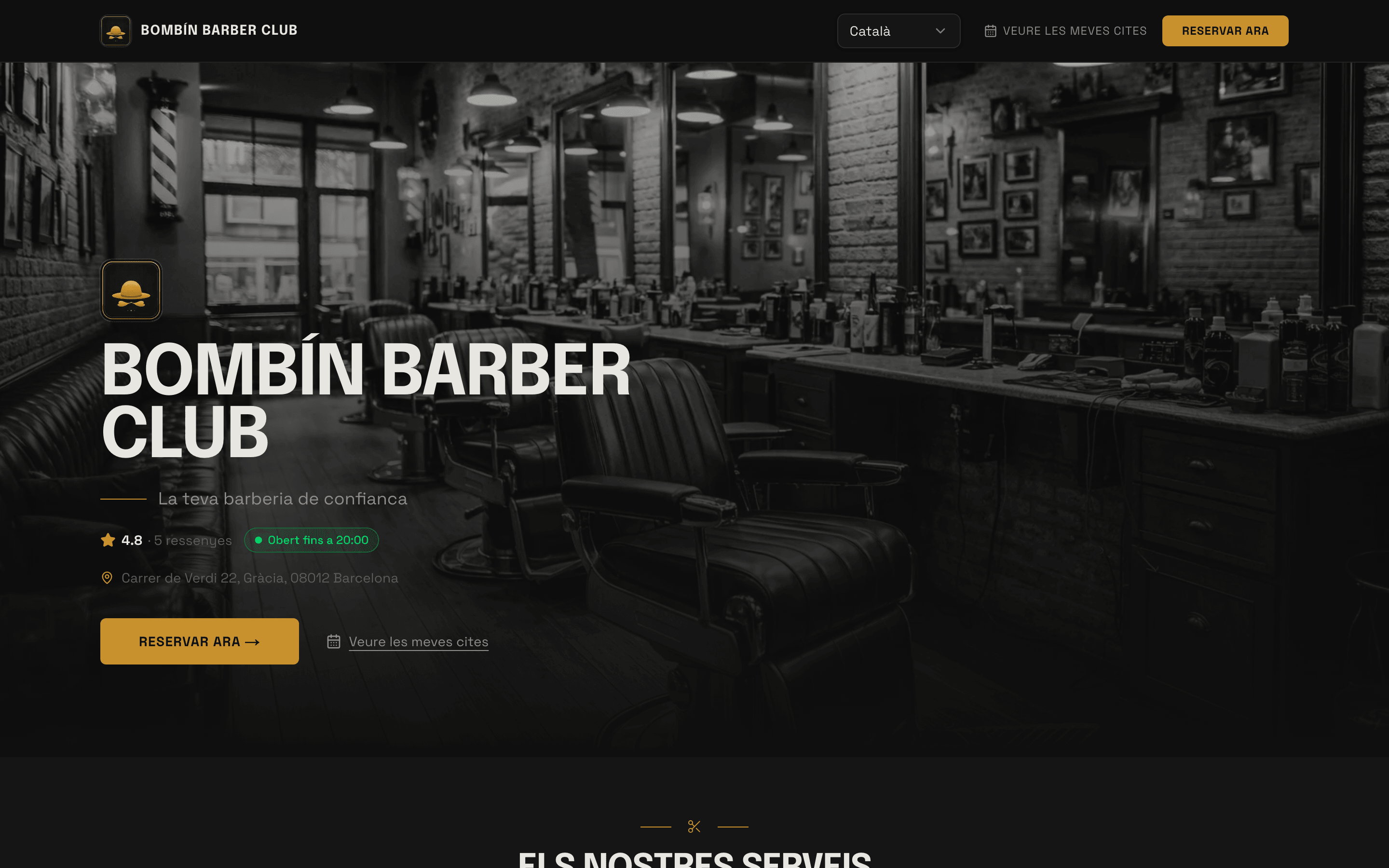 Web de reservas de una barbería de ejemplo en trimly